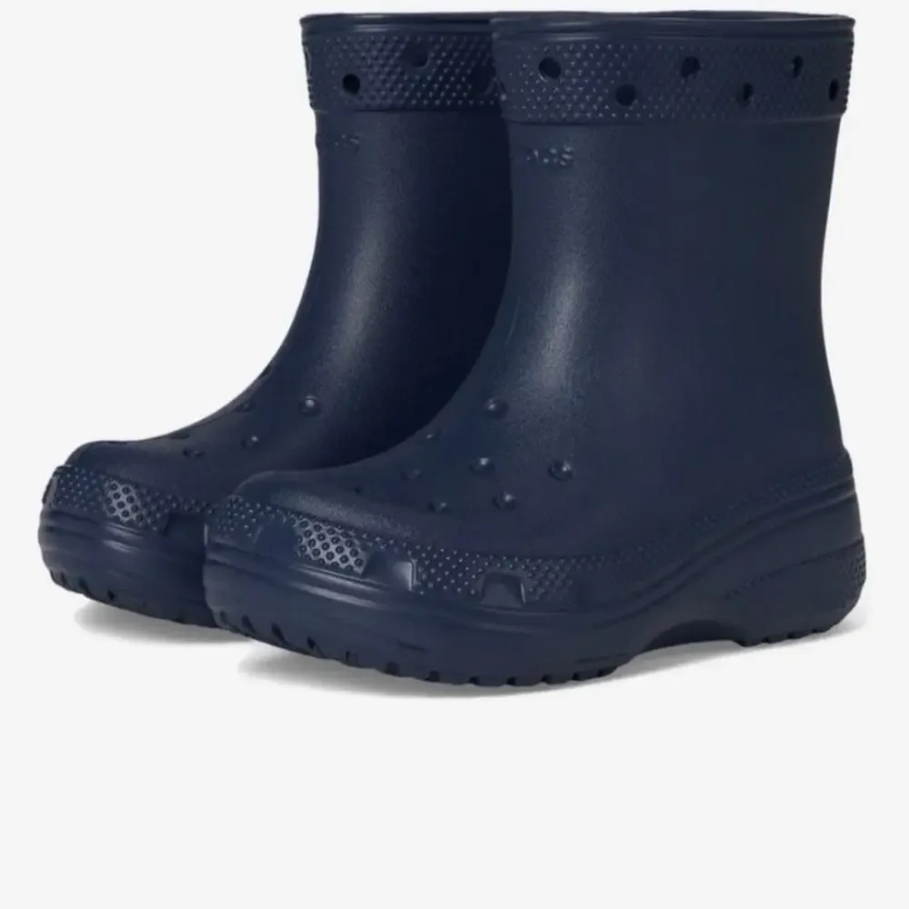 CROCS Classic Unisex Rain Outdoor Rubber Ankle Boots Navy Blue Kids Sz J2